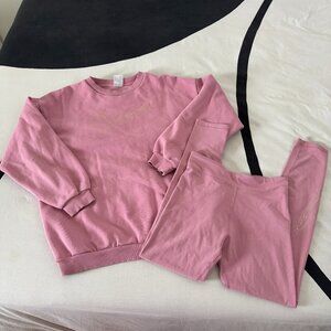 EUC Nike Girls Blush Pink Cozy Sweatshirt & Legging Set Sz XL